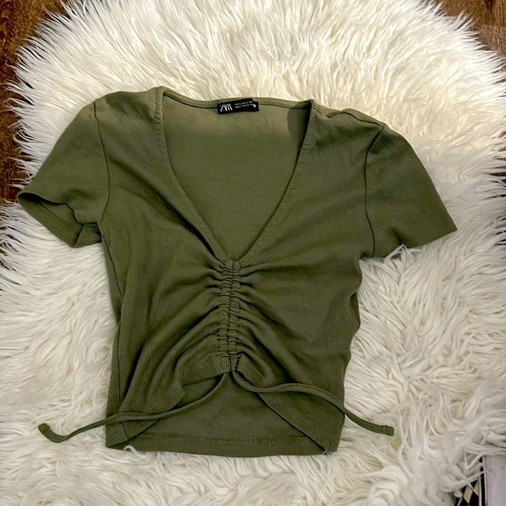 Green Zara crop top
